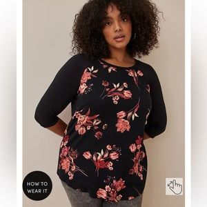 Torrid Classic Fit SUPER SOFT Slub Crew Neck Raglan 3/4 Sleeve Tee Size 0 L / 12